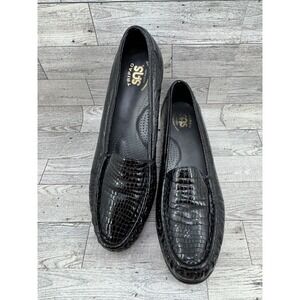 SAS Tripad Comfort System Black Patent Crocodile Loafer Shoes Womens‎ 9.5 S